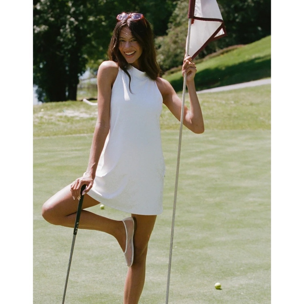 Sierra Madre Golf Ready Swing Dress Size XS White Mock Neck Sleeveless Pockets